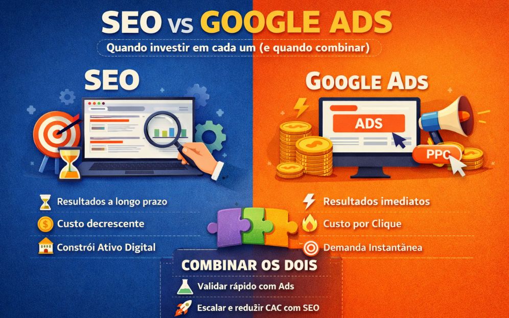 SEO vs Google Ads: quando faz sentido investir em cada um (e quando combinar)